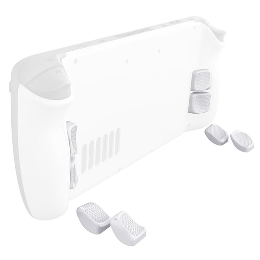 eXtremeRate Interchangeable Back Buttons Bottom Shell for Steam Deck LCD & OLED - with 2 Height Adjustable Buttons - Frosted White