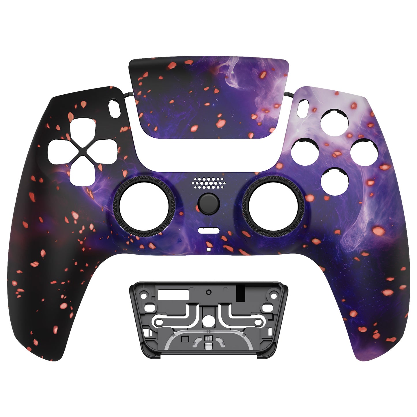 eXtremeRate LUNA Redesigned Replacement Front Shell with Touchpad Compatible with PS5 Controller BDM-010/020/030/040/050 - Glow in Dark - Cosmic Camo