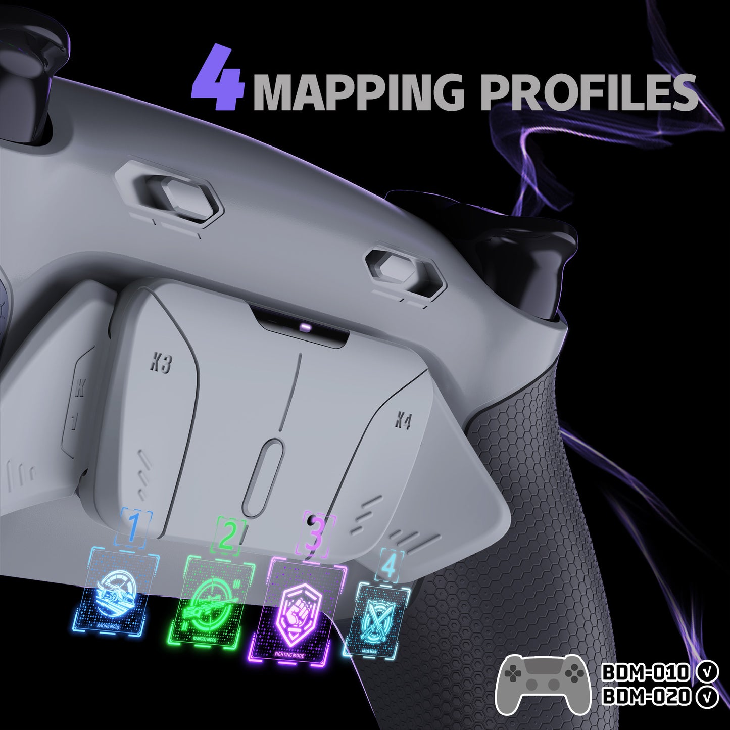 eXtremeRate RISE4 Plus MAX Back Paddles Kit with Clicky Trigger Stops & Rubberized Grip for PS5 Controller BDM-010/020 - New Hope Gray & Classic Gray