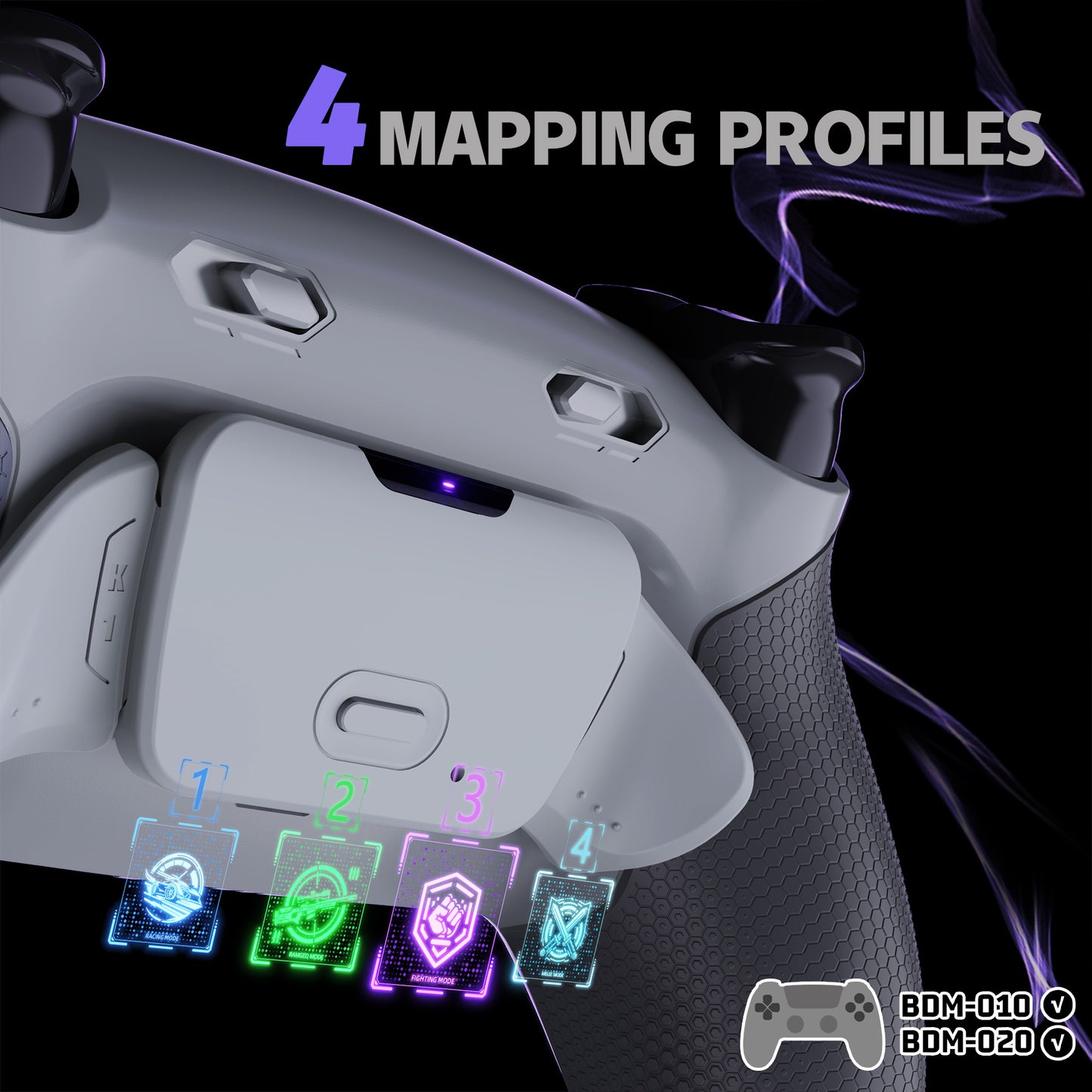 eXtremeRate RISE Plus MAX Back Paddles Kit with Clicky Trigger Stops & Rubberized Grip for PS5 Controller BDM-010/020 - New Hope Gray & Classic Gray