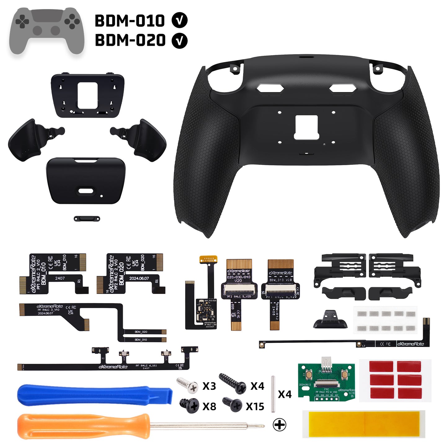 eXtremeRate RISE Plus MAX Back Paddles Kit with Clicky Trigger Stops & Rubberized Grip for PS5 Controller BDM-010/020 - Black