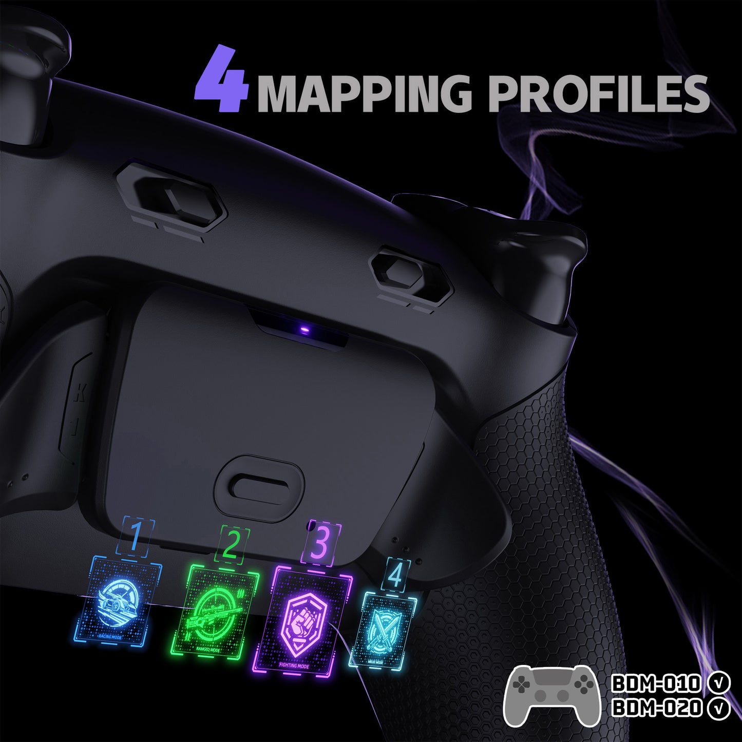 eXtremeRate RISE Plus MAX Back Paddles Kit with Clicky Trigger Stops & Rubberized Grip for PS5 Controller BDM-010/020 - Black