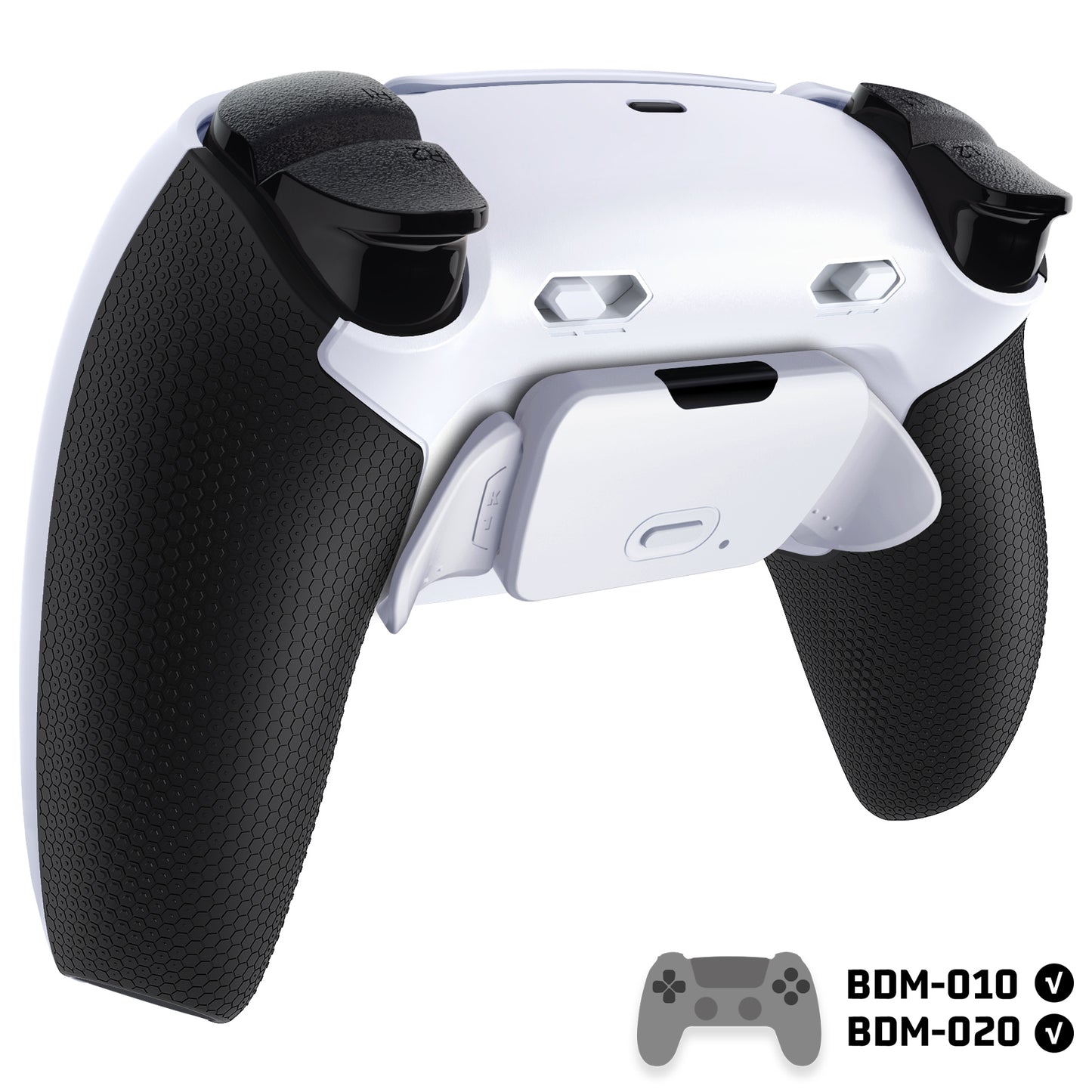 eXtremeRate RISE Plus MAX Back Paddles Kit with Clicky Trigger Stops & Rubberized Grip for PS5 Controller BDM-010/020 - White Black - White