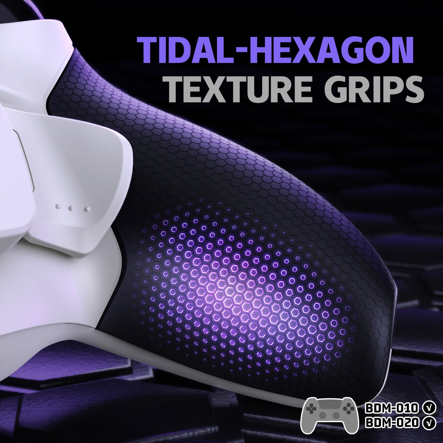 eXtremeRate RISE Plus MAX Back Paddles Kit with Clicky Trigger Stops & Rubberized Grip for PS5 Controller BDM-010/020 - White Black - White