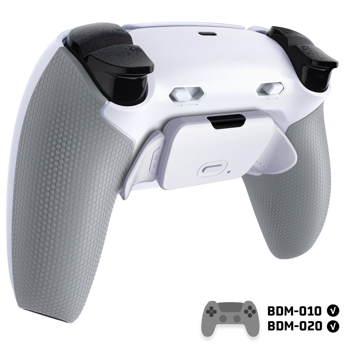 eXtremeRate RISE Plus MAX Back Paddles Kit with Clicky Trigger Stops & Rubberized Grip for PS5 Controller BDM-010/020 - White Gray