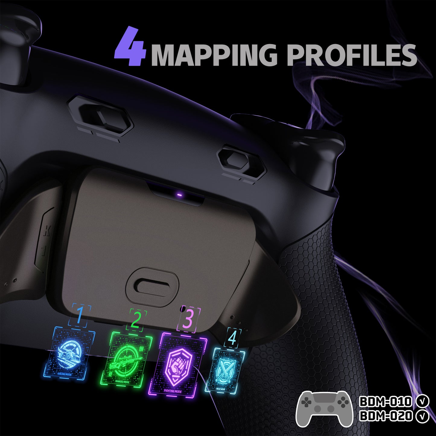 eXtremeRate Real Metal Buttons (RMB) Version RISE Plus MAX Back Paddles Kit with Clicky Trigger Stops & Rubberized Grip for PS5 Controller BDM-010/020 - Black