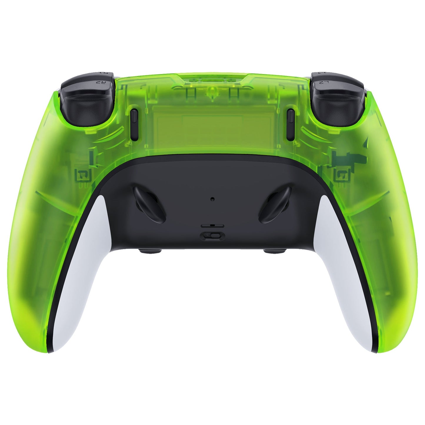 eXtremeRate Replacement Back Housing Bottom Shell Compatible with PS5 Edge Controller - Clear Lime Green eXtremeRate