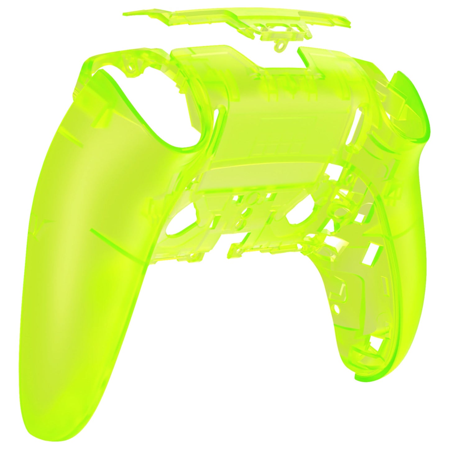 eXtremeRate Replacement Back Housing Bottom Shell Compatible with PS5 Edge Controller - Clear Lime Green eXtremeRate