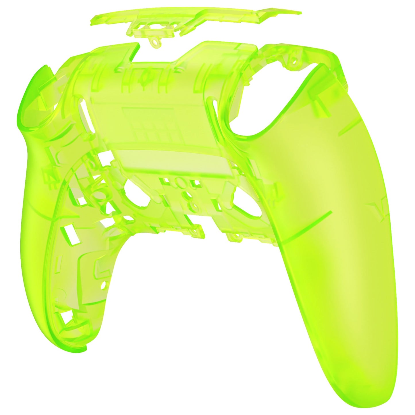 eXtremeRate Replacement Back Housing Bottom Shell Compatible with PS5 Edge Controller - Clear Lime Green eXtremeRate