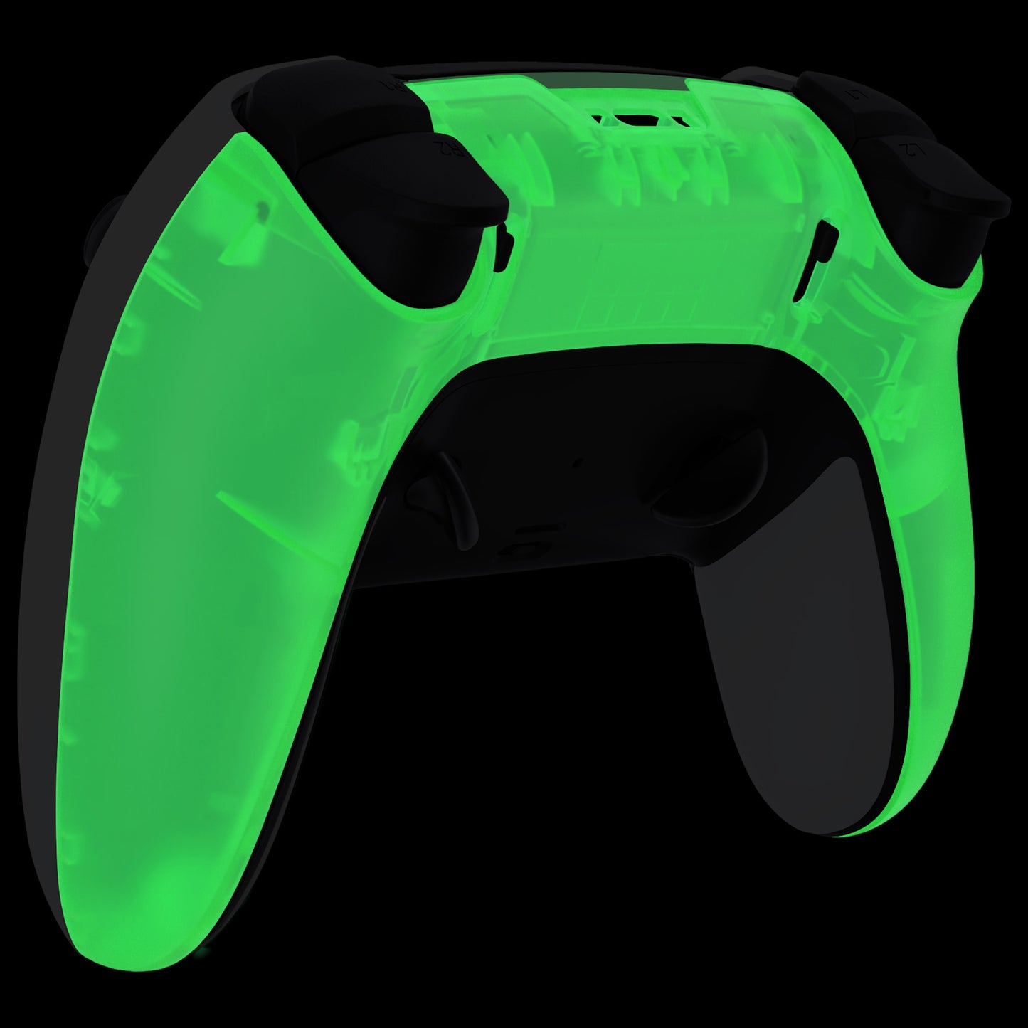 eXtremeRate Replacement Back Housing Bottom Shell Compatible with PS5 Edge Controller - Glow in Dark - Green