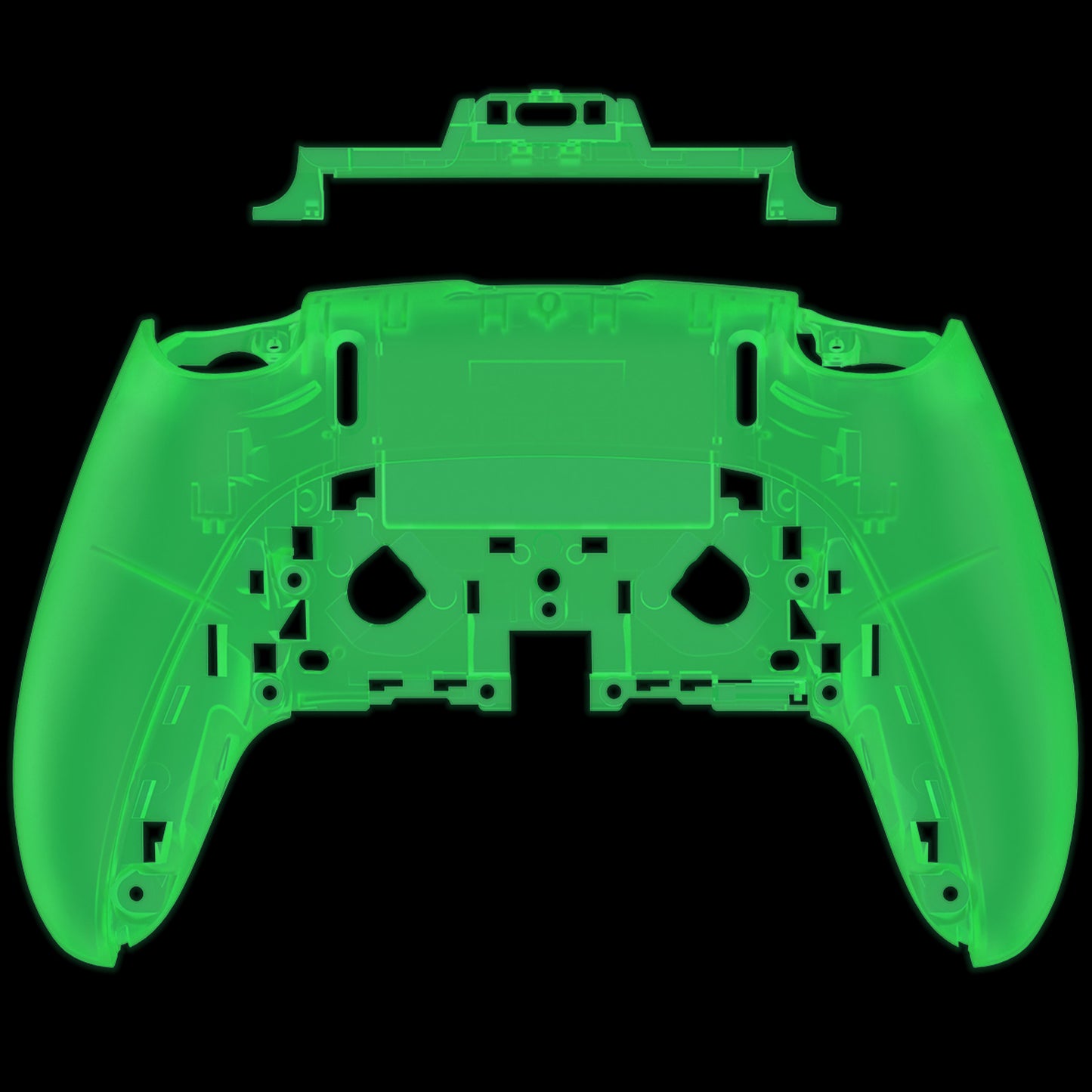 eXtremeRate Replacement Back Housing Bottom Shell Compatible with PS5 Edge Controller - Glow in Dark - Green