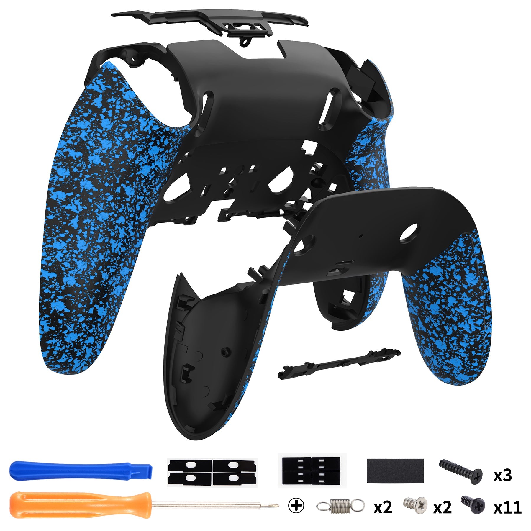 eXtremeRate Replacement Back Housing Bottom Shell & Clip Shell Compatible with PS5 Edge Controller -  Textured Blue eXtremeRate