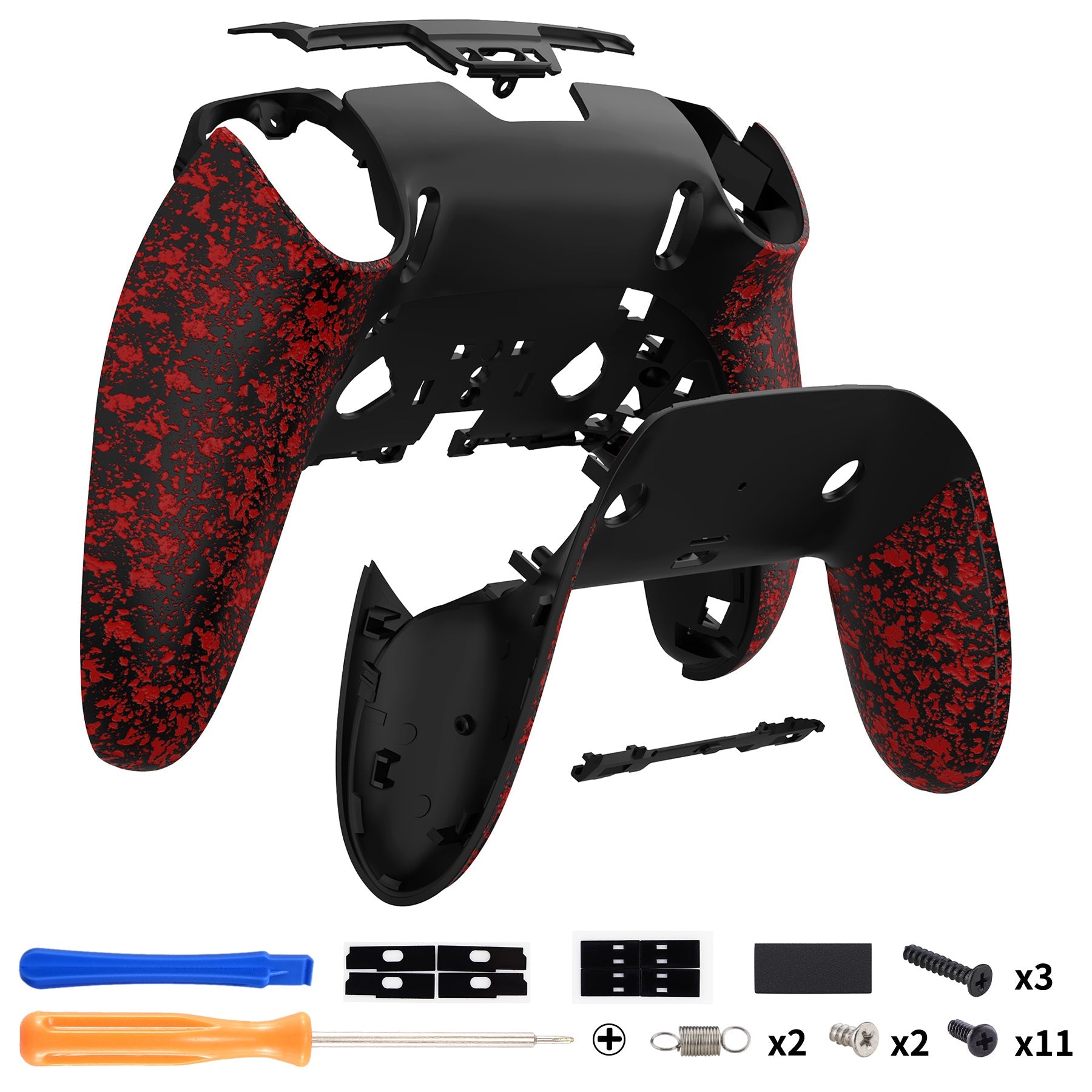 eXtremeRate Replacement Back Housing Bottom Shell & Clip Shell Compatible with PS5 Edge Controller -  Textured Red eXtremeRate