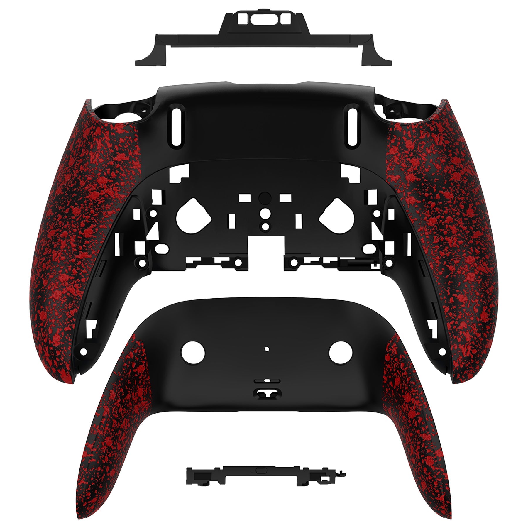 eXtremeRate Replacement Back Housing Bottom Shell & Clip Shell Compatible with PS5 Edge Controller -  Textured Red eXtremeRate