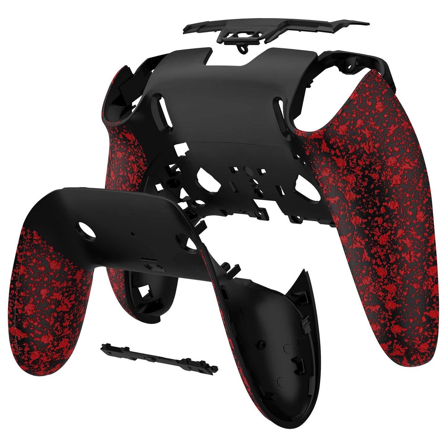 eXtremeRate Replacement Back Housing Bottom Shell & Clip Shell Compatible with PS5 Edge Controller - Textured Red eXtremeRate