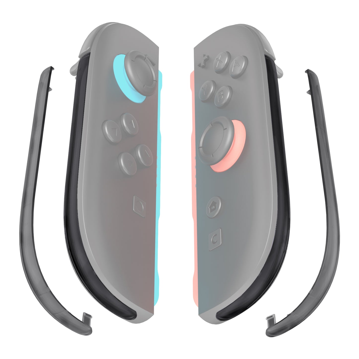 eXtremeRate Replacement Decorative Strips for Joycon 2 of Nintendo Switch 2 - Clear Slate Black