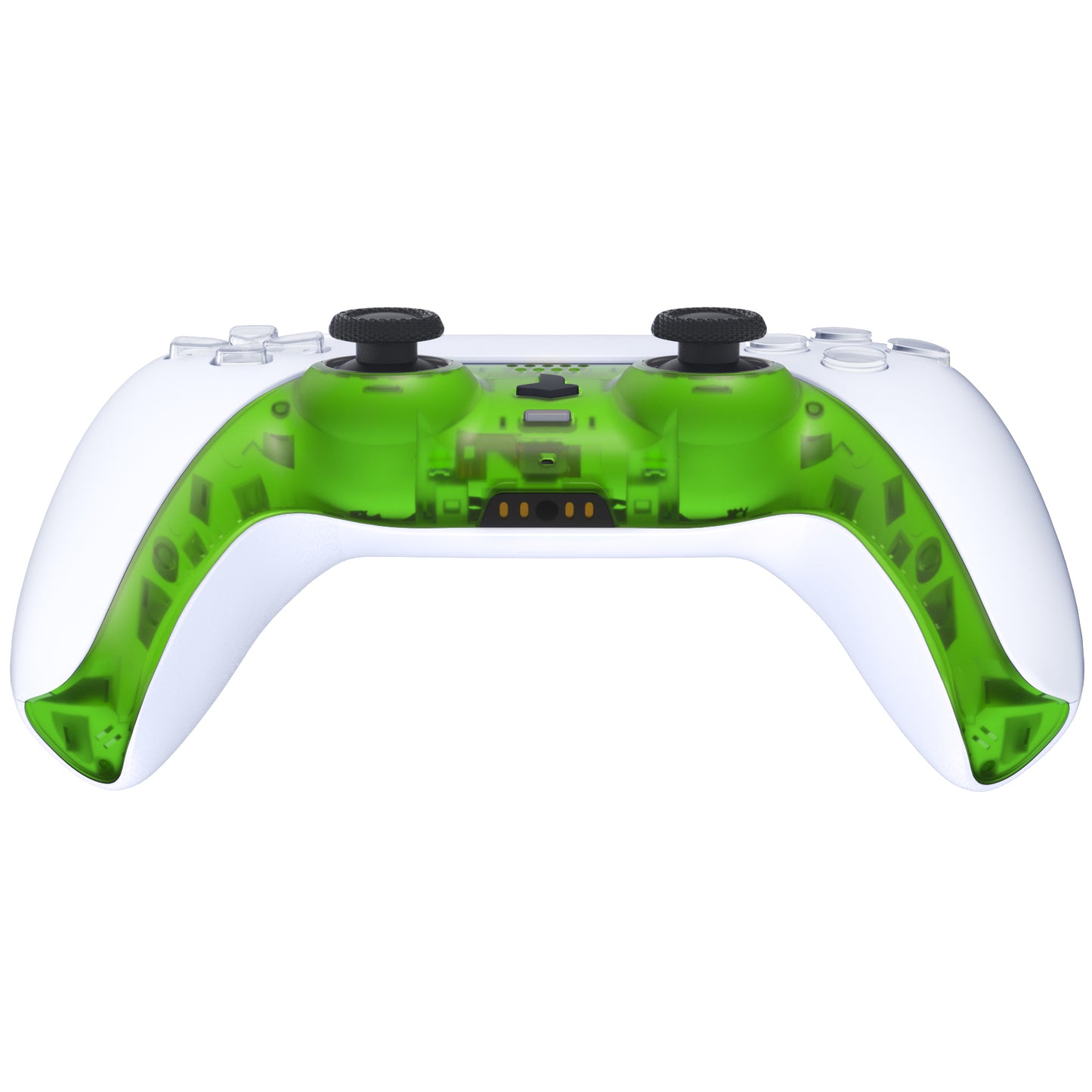 eXtremeRate Replacement Decorative Trim Shell with Accent Rings Compatible with PS5 Controller BDM-010/020/030/040/050 - Clear Green