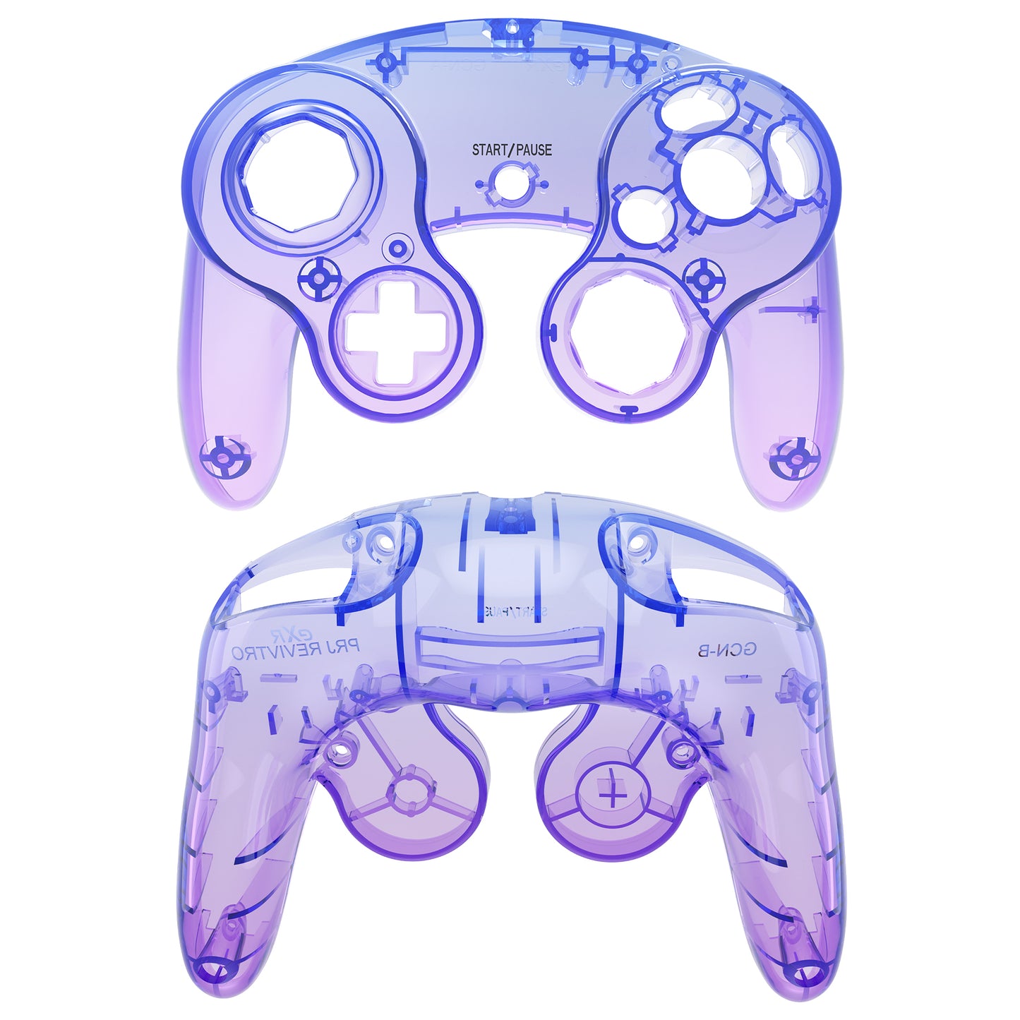 eXtremeRate Replacement Faceplate Backplate with Buttons for Nintendo GameCube Controller NGC - Gradient Translucent Bluebell
