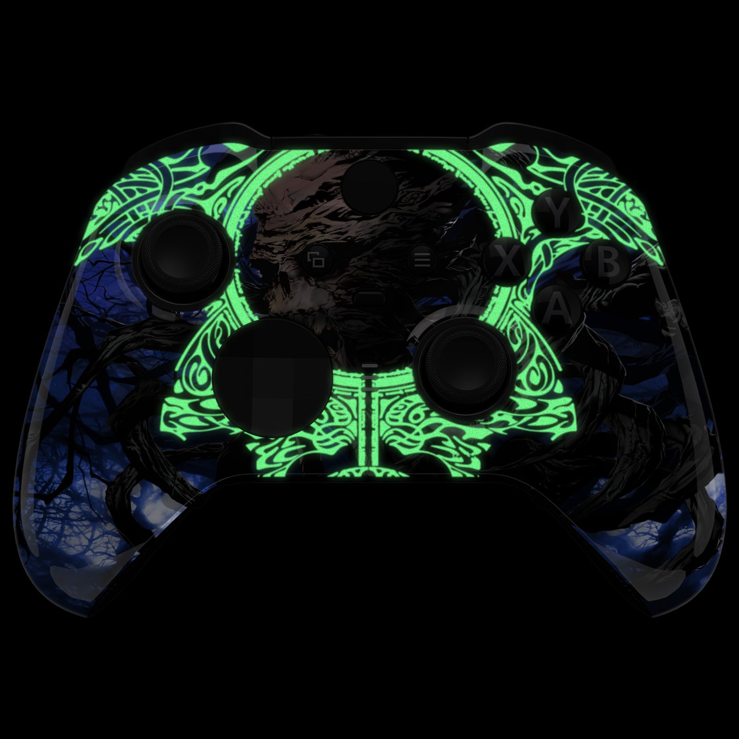 eXtremeRate Replacement Front Housing Shell Case with Accent Rings for Xbox One Elite Series 2 & Elite 2 Core Controller (Model 1797) - Glow in Dark - The Awakening of the Earth Lord