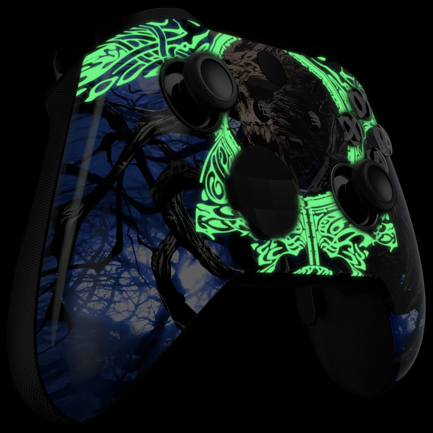 eXtremeRate Replacement Front Housing Shell Case with Accent Rings for Xbox One Elite Series 2 & Elite 2 Core Controller (Model 1797) - Glow in Dark - The Awakening of the Earth Lord