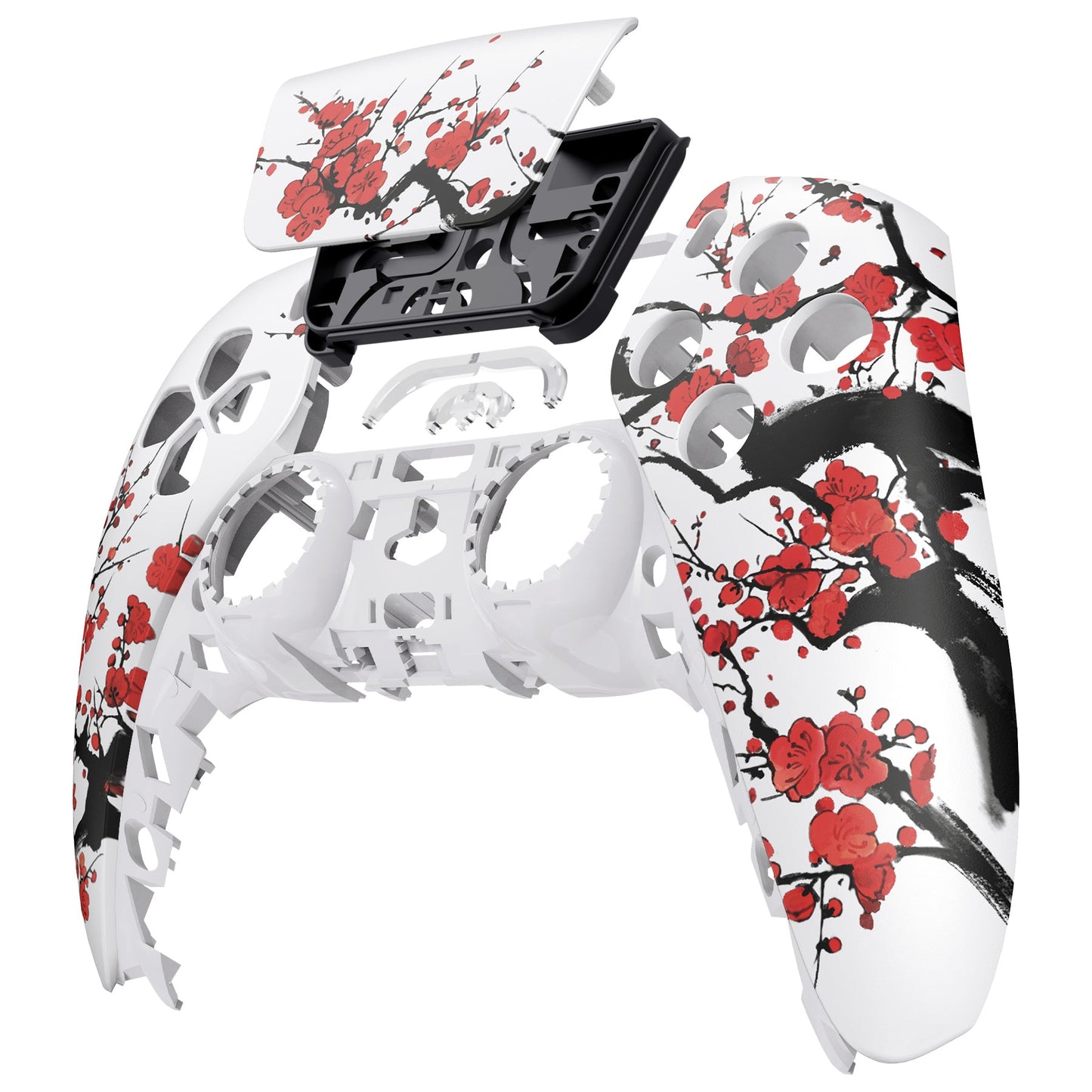 eXtremeRate Replacement Front Housing Shell with Touchpad Compatible with PS5 Controller BDM-010/020/030/040/050 - Winter Blossom eXtremeRate
