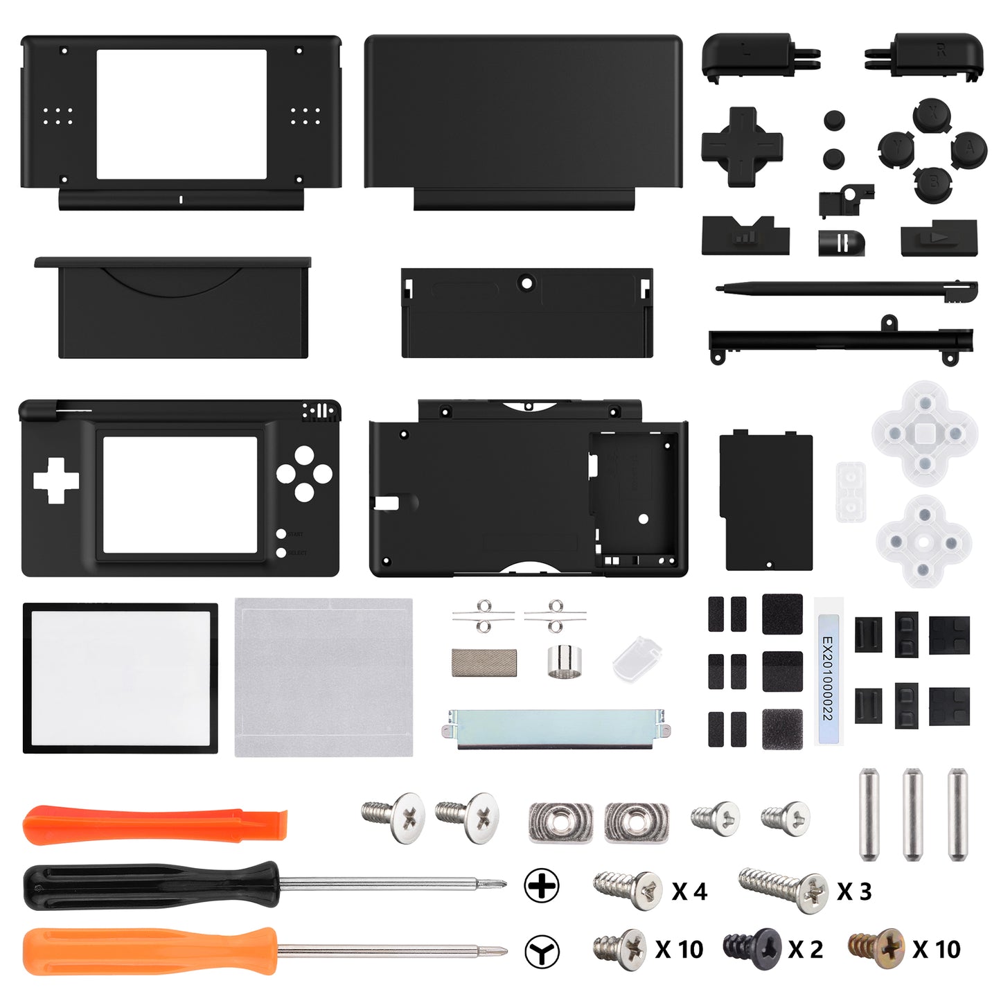 eXtremeRate Replacement Full Housing Shell & Buttons with Screen Lens for Nintendo DS Lite NDSL - Black