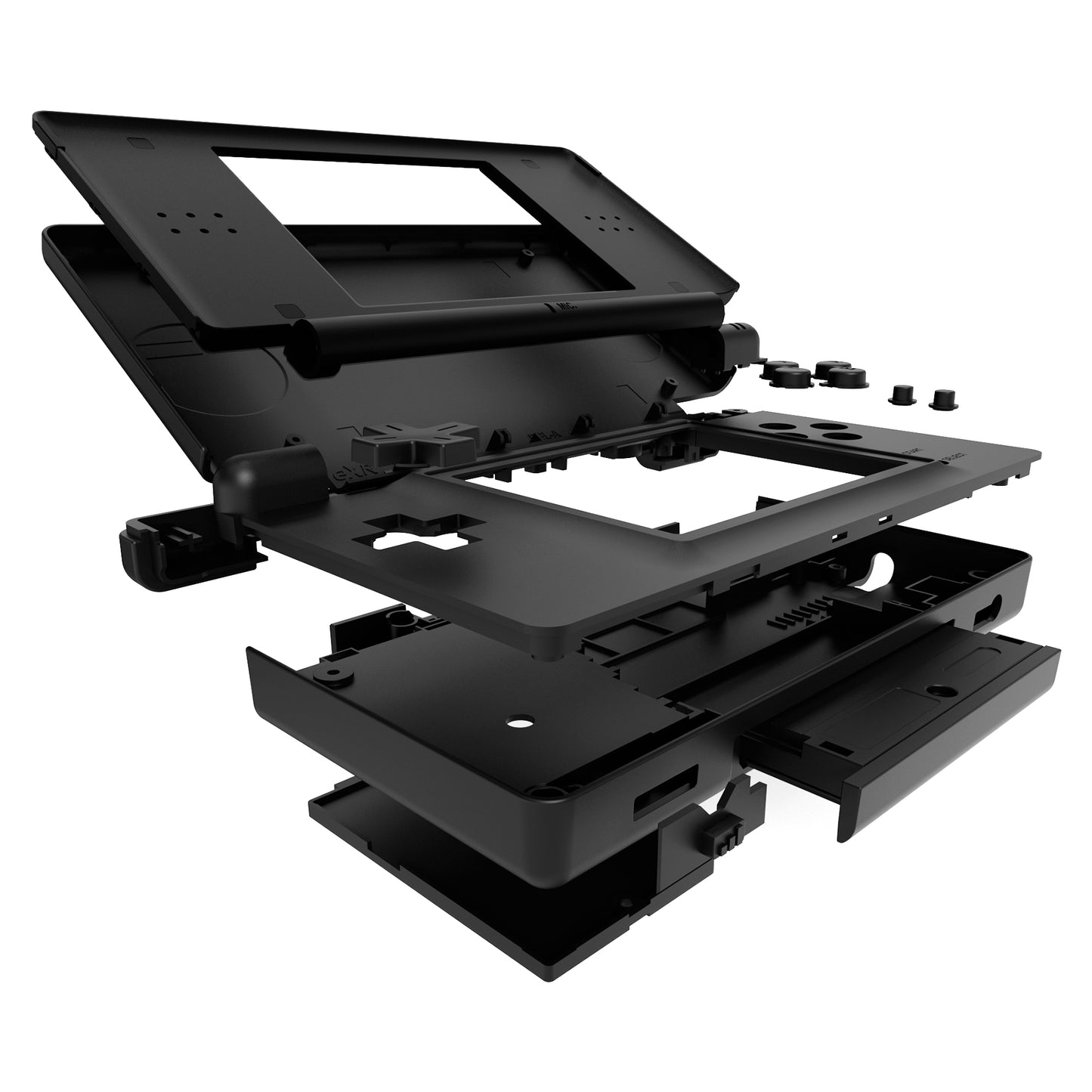 eXtremeRate Replacement Full Housing Shell & Buttons with Screen Lens for Nintendo DS Lite NDSL - Black