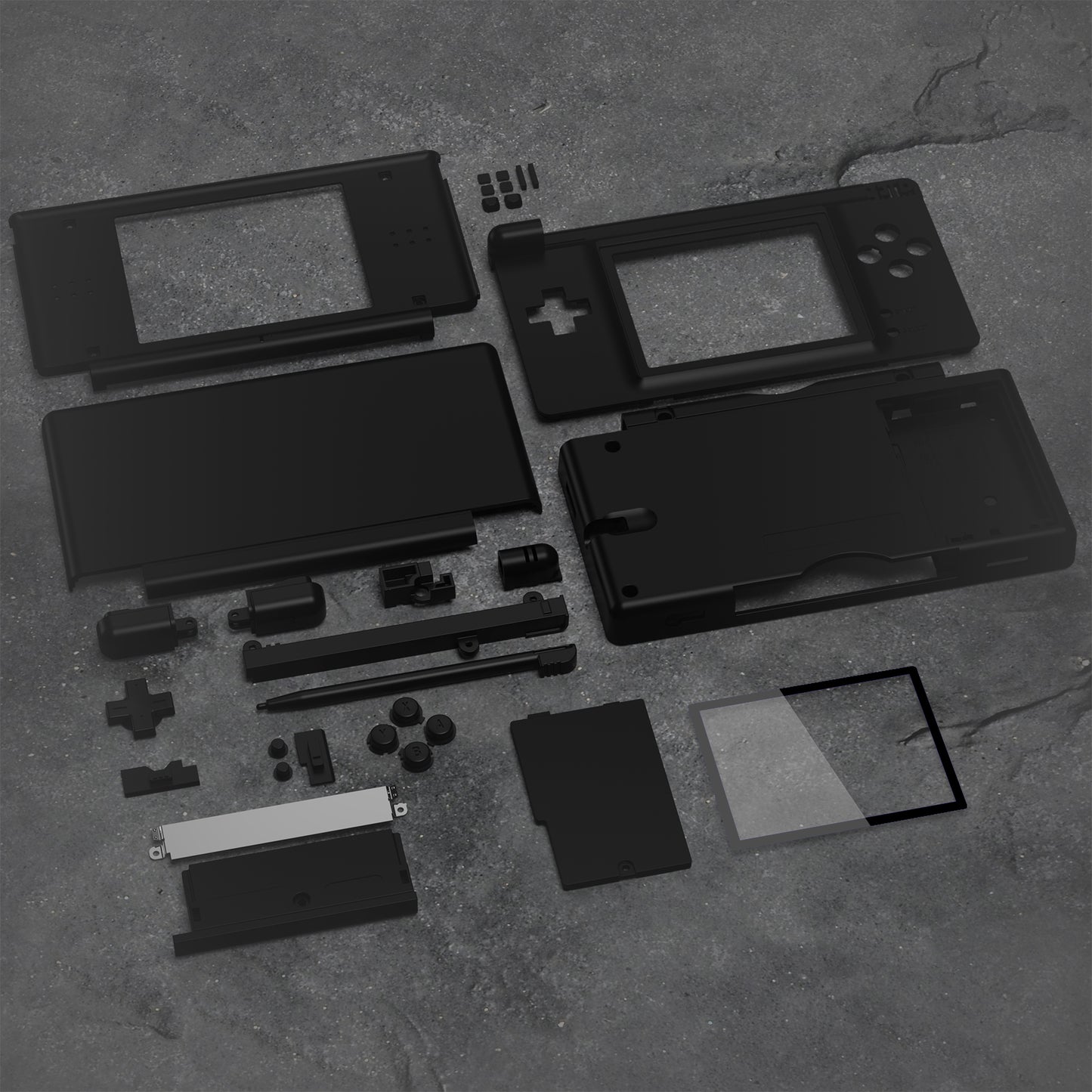 eXtremeRate Replacement Full Housing Shell & Buttons with Screen Lens for Nintendo DS Lite NDSL - Black