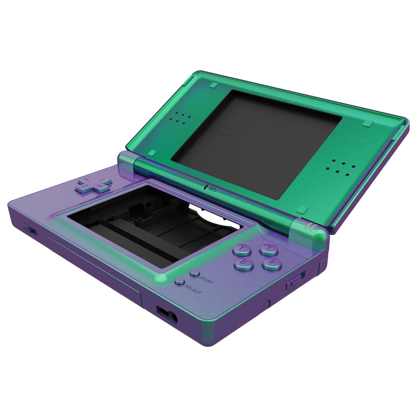 eXtremeRate Replacement Full Housing Shell & Buttons with Screen Lens for Nintendo DS Lite NDSL - Chameleon Green Purple