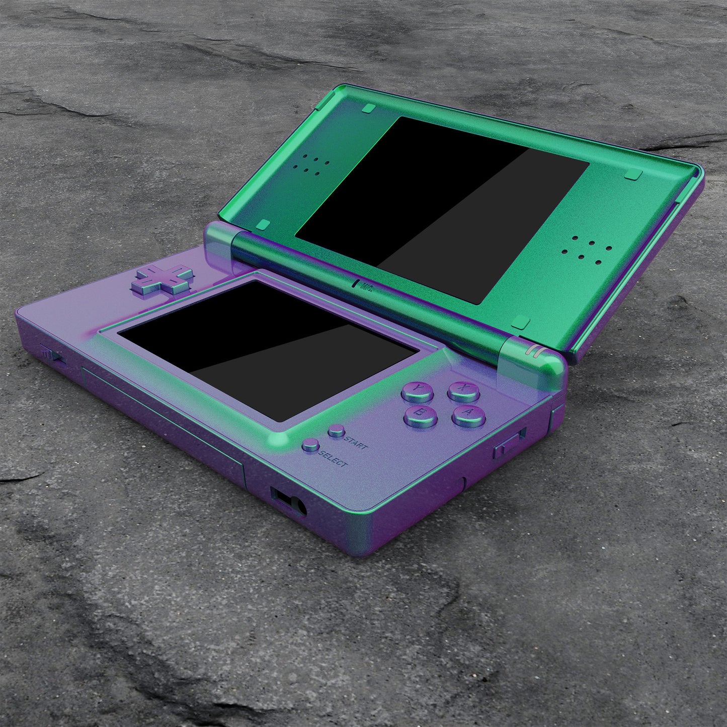 eXtremeRate Replacement Full Housing Shell & Buttons with Screen Lens for Nintendo DS Lite NDSL - Chameleon Green Purple