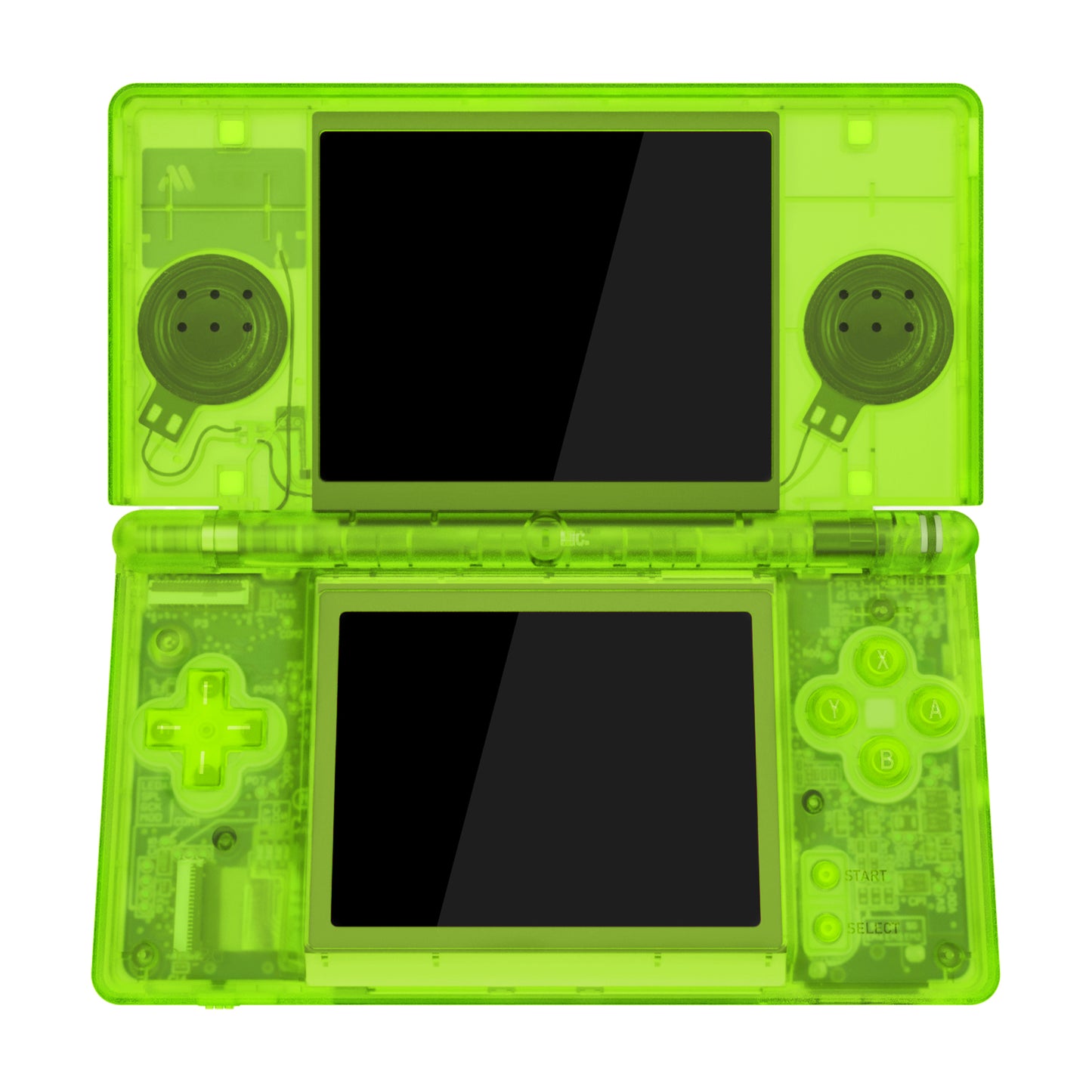 eXtremeRate Replacement Full Housing Shell & Buttons with Screen Lens for Nintendo DS Lite NDSL - Clear Lime Green