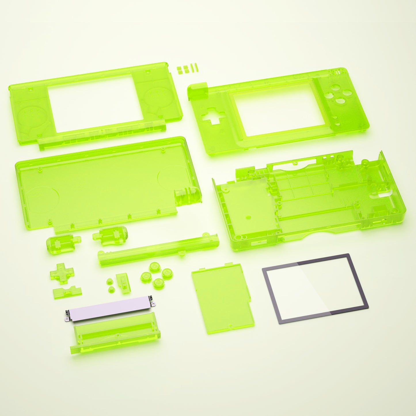 eXtremeRate Replacement Full Housing Shell & Buttons with Screen Lens for Nintendo DS Lite NDSL - Clear Lime Green