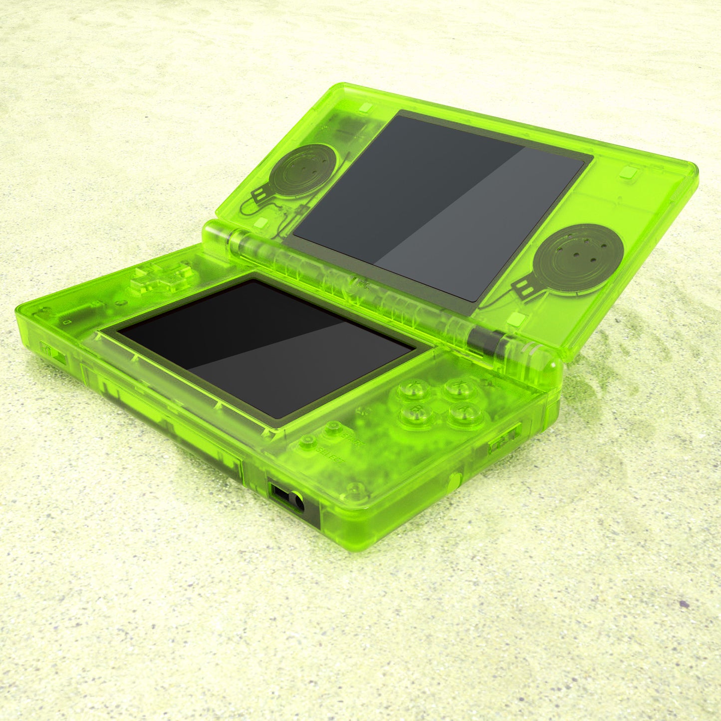 eXtremeRate Replacement Full Housing Shell & Buttons with Screen Lens for Nintendo DS Lite NDSL - Clear Lime Green
