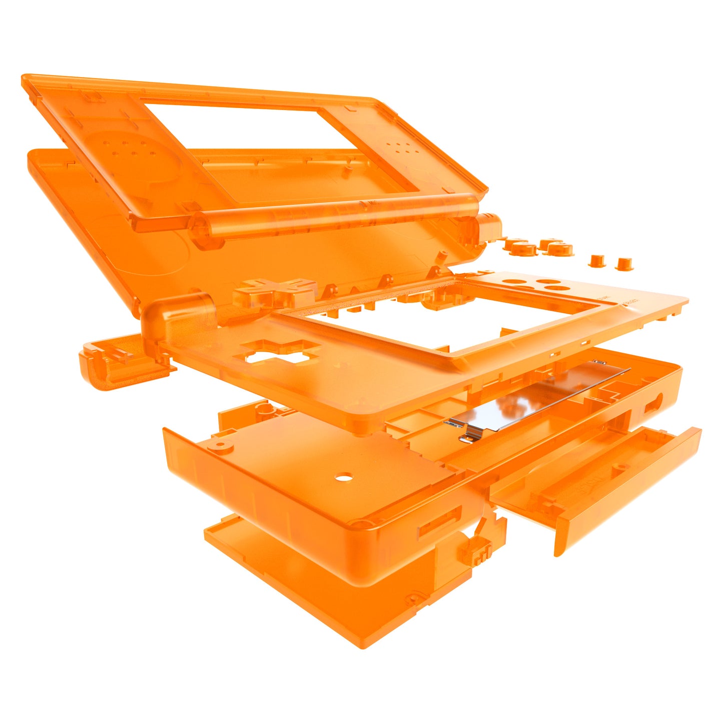 eXtremeRate Replacement Full Housing Shell & Buttons with Screen Lens for Nintendo DS Lite NDSL - Clear Orange