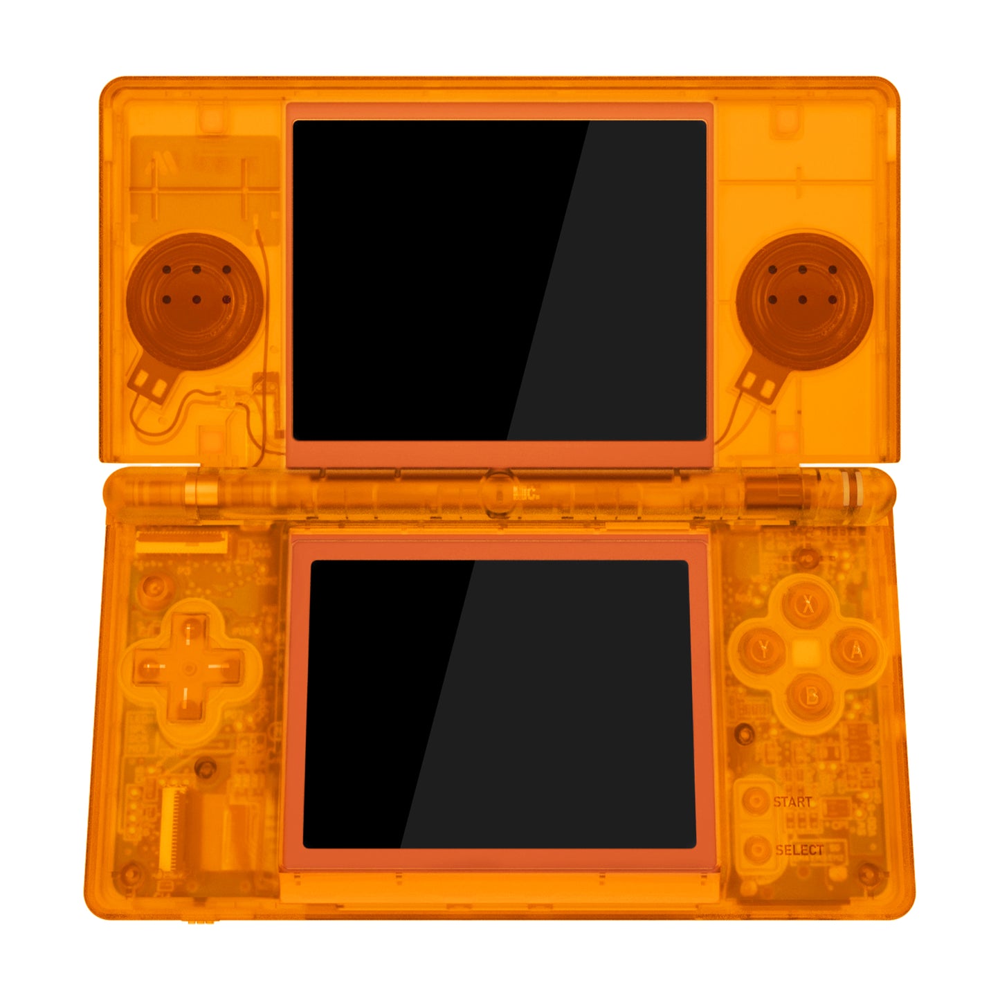 eXtremeRate Replacement Full Housing Shell & Buttons with Screen Lens for Nintendo DS Lite NDSL - Clear Orange