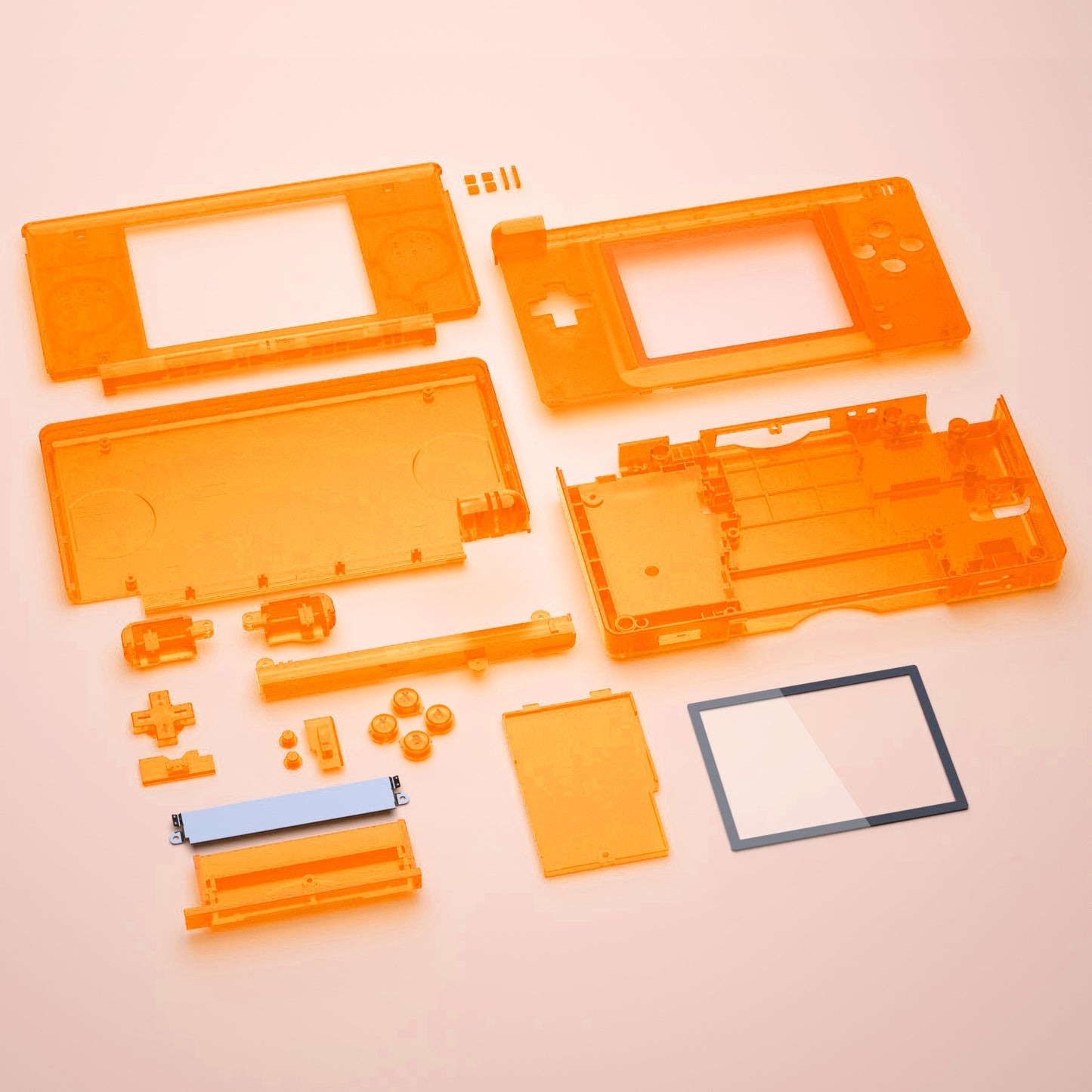 eXtremeRate Replacement Full Housing Shell & Buttons with Screen Lens for Nintendo DS Lite NDSL - Clear Orange