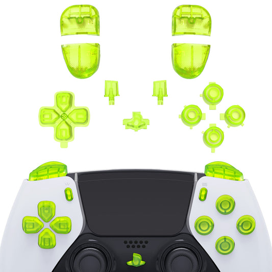 eXtremeRate Replacement Full Set Buttons Compatible with PS5 Edge Controller - Clear Lime Green eXtremeRate