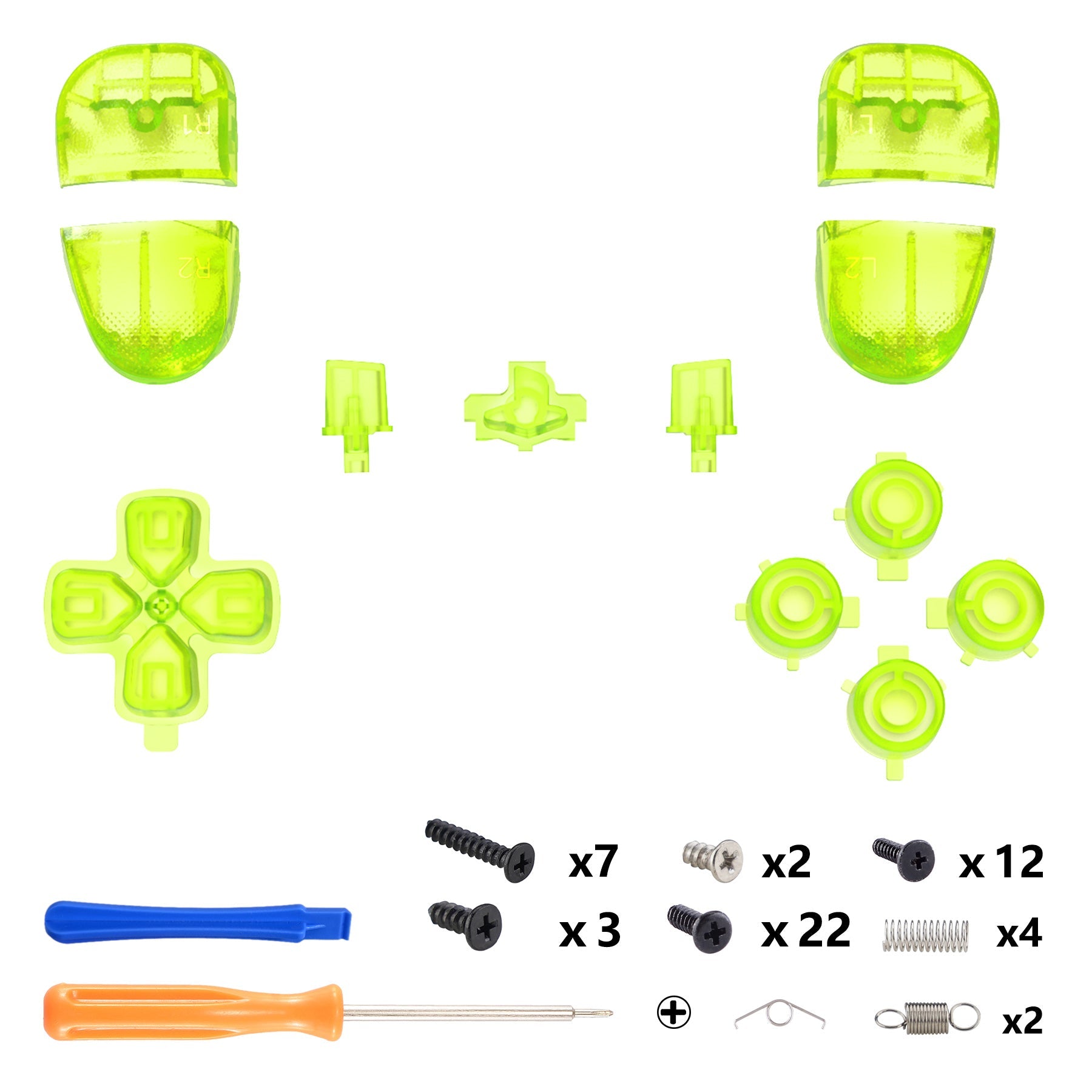 eXtremeRate Replacement Full Set Buttons Compatible with PS5 Edge Controller - Clear Lime Green eXtremeRate