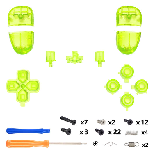 eXtremeRate Replacement Full Set Buttons Compatible with PS5 Edge Controller - Clear Lime Green eXtremeRate