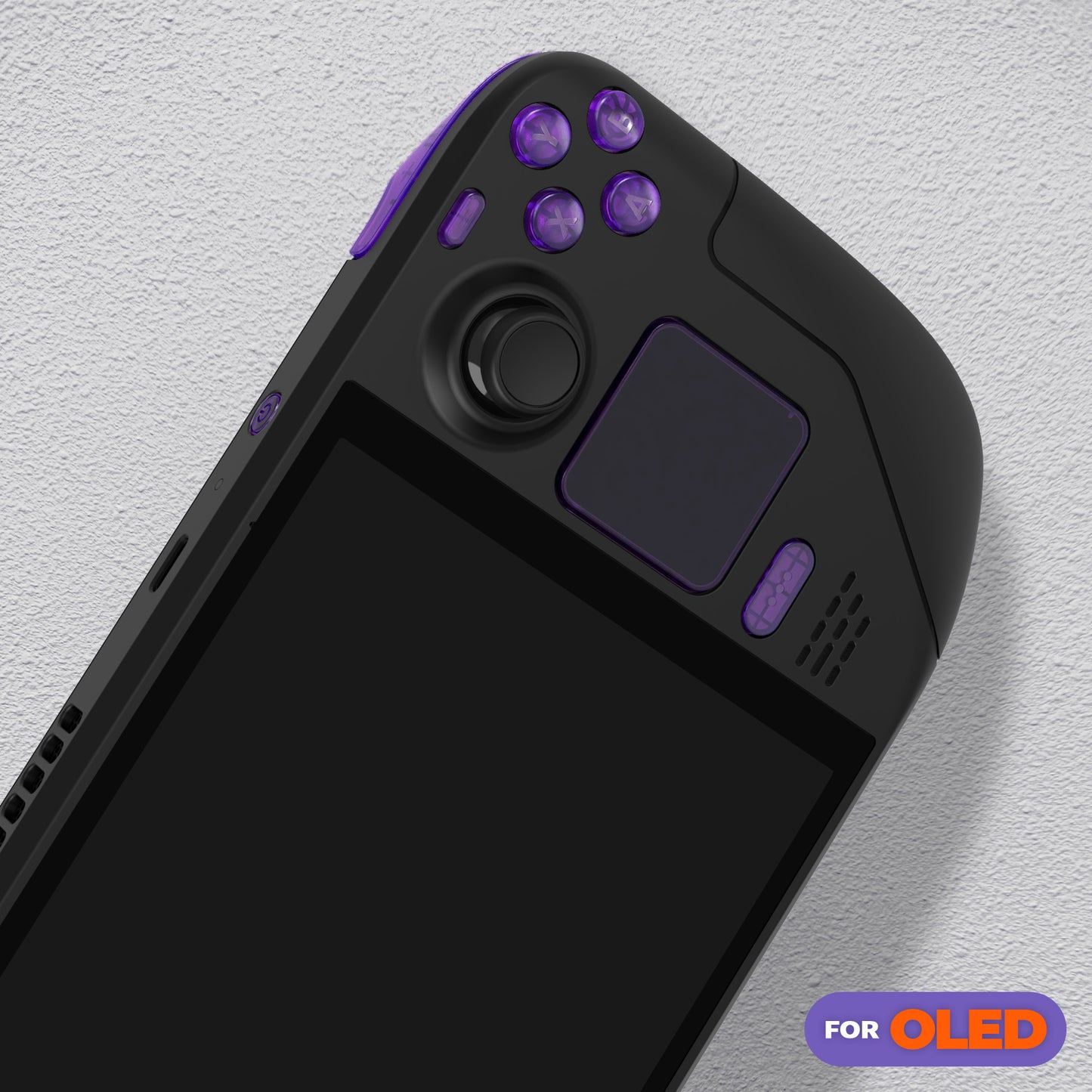 eXtremeRate Replacement Full Set Buttons for Steam Deck OLED - Clear Atomic Purple