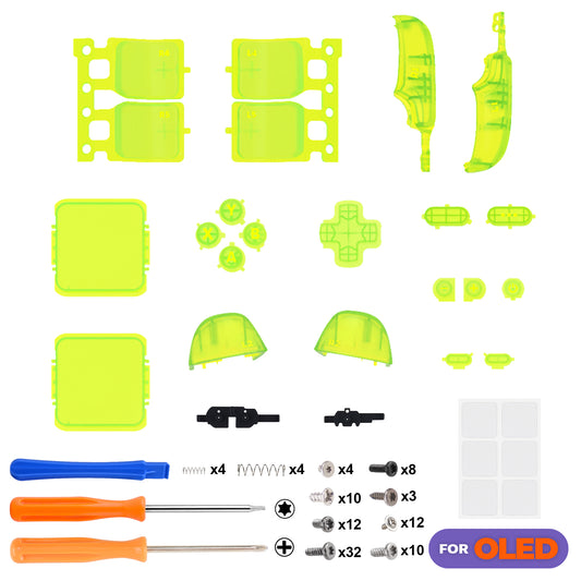 eXtremeRate Replacement Full Set Buttons for Steam Deck OLED - Clear Lime Green