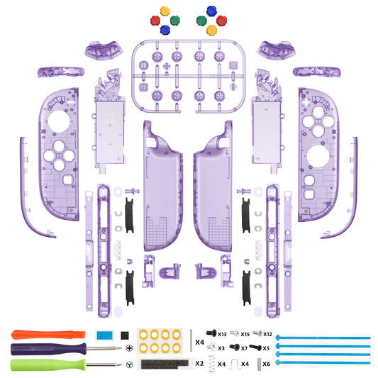 eXtremeRate DIY Replacement Full Set Shell Case with Buttons for Joycon 2 of Nintendo Switch 2 - Deluxe Version - Clear Atomic Purple