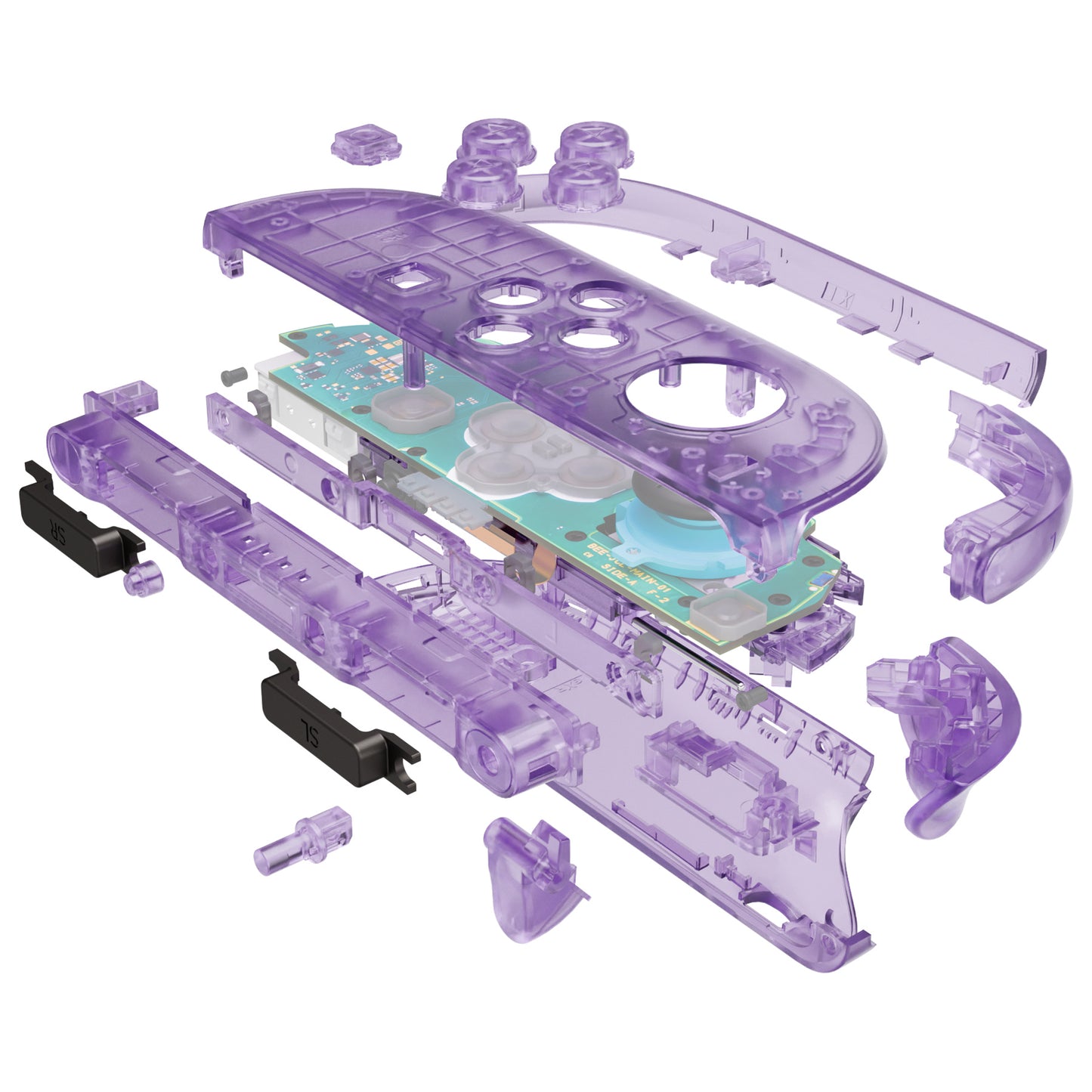 eXtremeRate DIY Replacement Full Set Shell Case with Buttons for Joycon 2 of Nintendo Switch 2 - Deluxe Version - Clear Atomic Purple