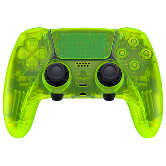 eXtremeRate Replacement Full Set Shells with Buttons Compatible with PS5 Edge Controller - Clear Lime Green