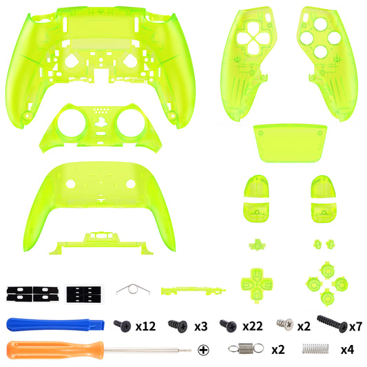 eXtremeRate Replacement Full Set Shells with Buttons Compatible with PS5 Edge Controller - Clear Lime Green