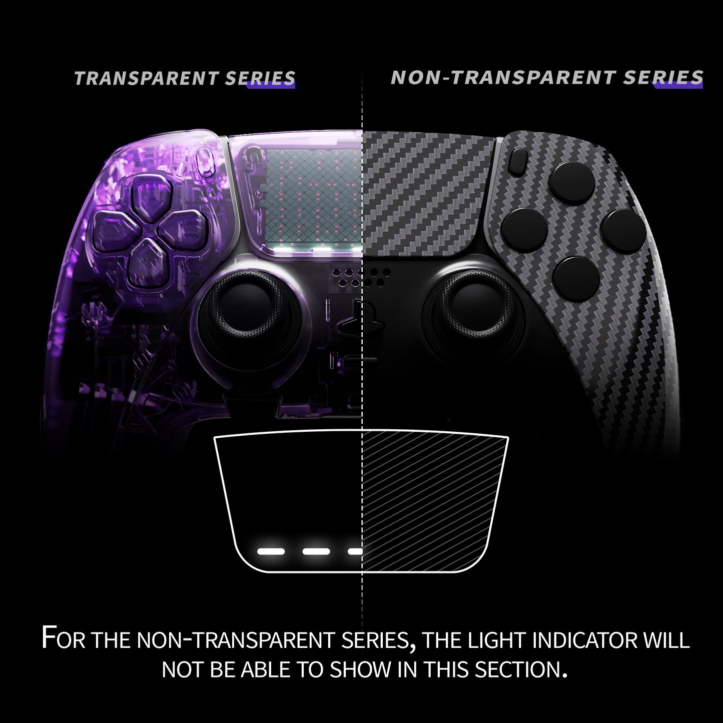 eXtremeRate Replacement Full Set Shells with Buttons Compatible with PS5 Edge Controller - Graphite Carbon Fiber