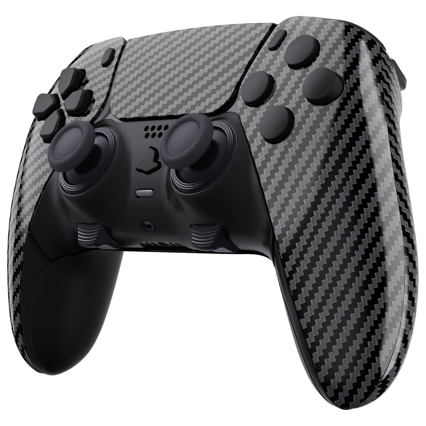 eXtremeRate Replacement Full Set Shells with Buttons Compatible with PS5 Edge Controller - Graphite Carbon Fiber