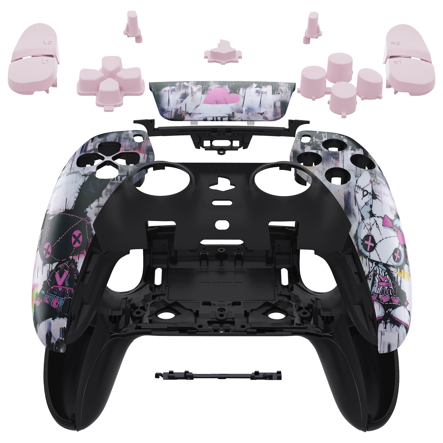 eXtremeRate Replacement Full Set Shells with Buttons Compatible with PS5 Edge Controller - Lovely Punky Bunny