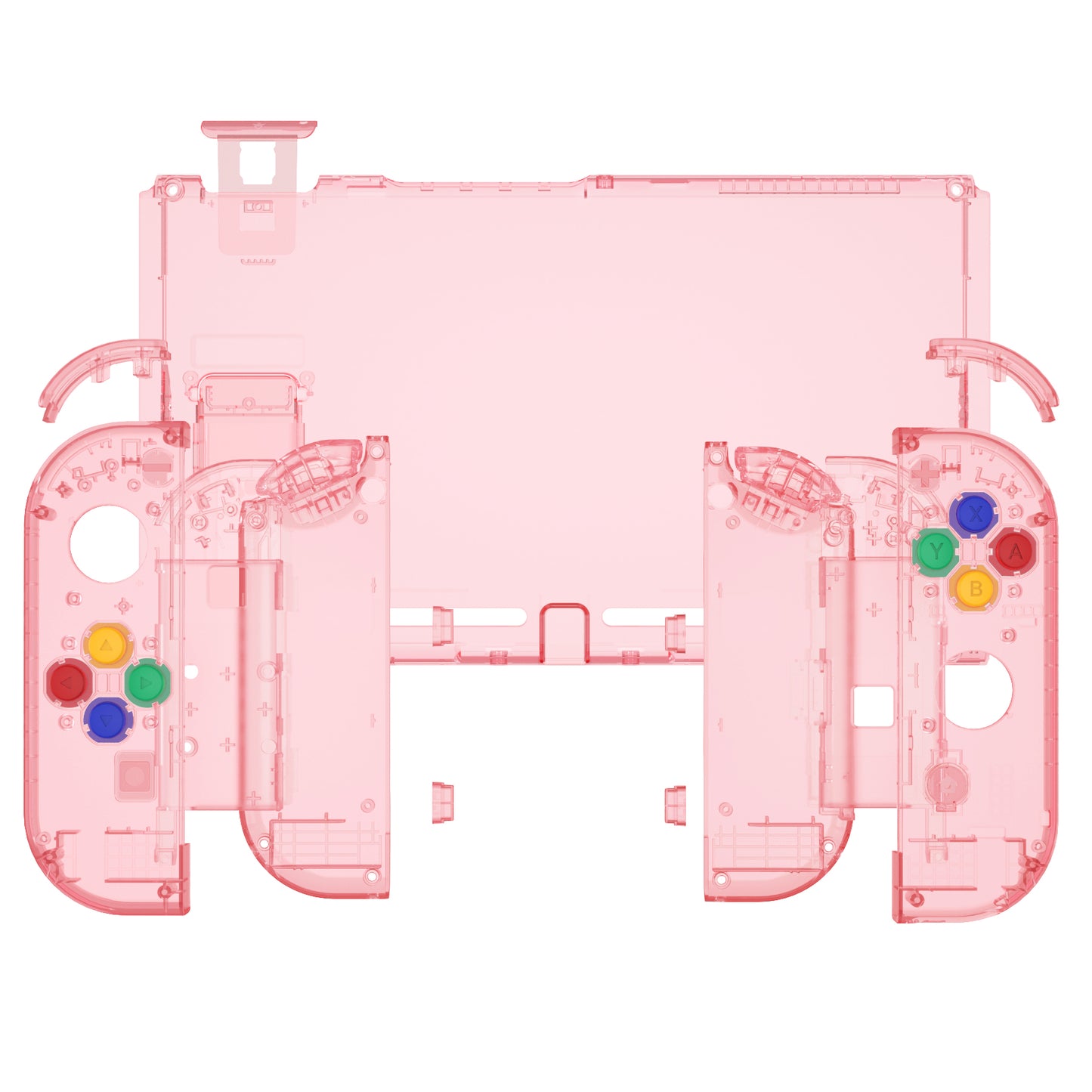eXtremeRate Replacement Full Set Shells with Buttons for Nintendo Switch - Crystal Cherry Pink