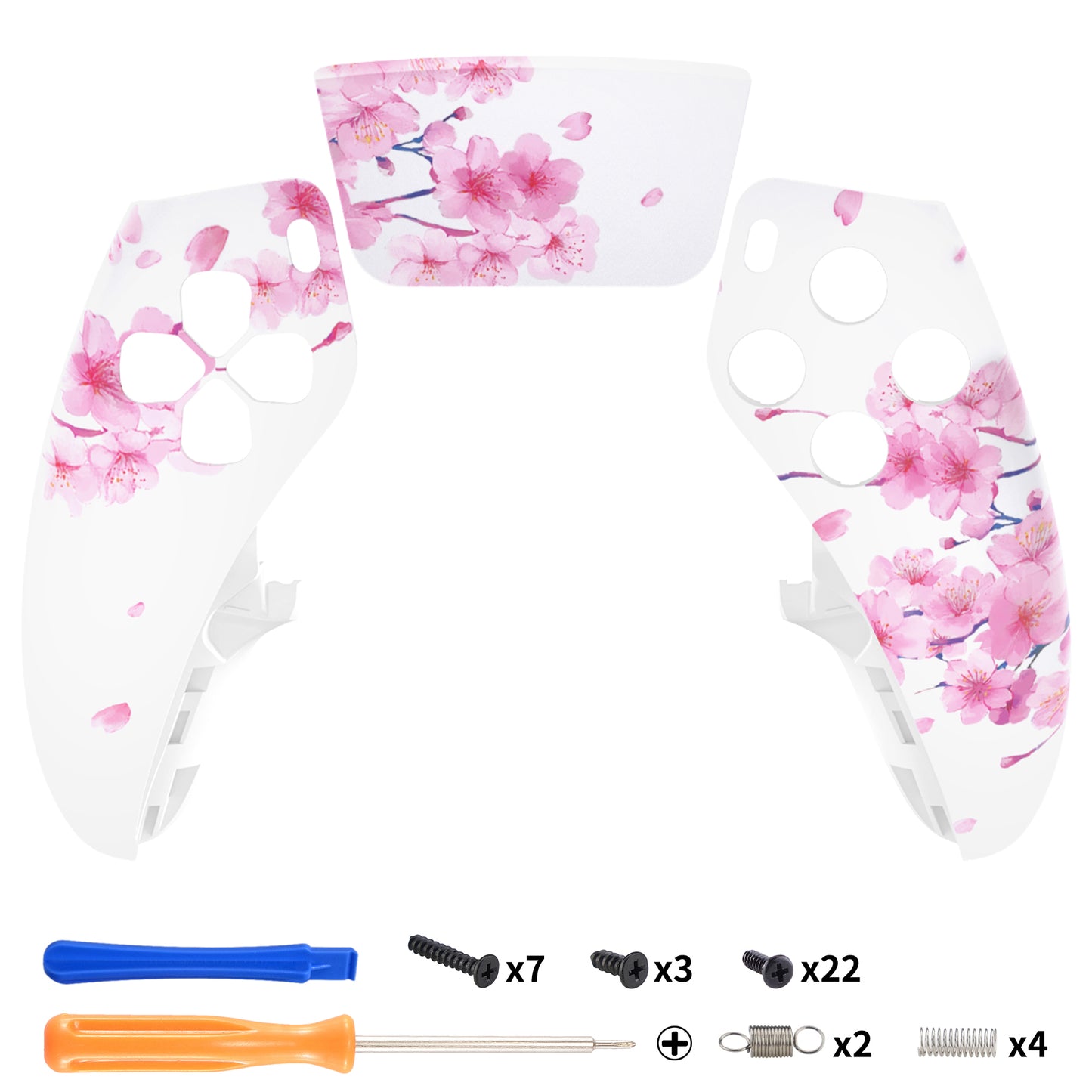 eXtremeRate Replacement Left Right Front Housing Shell with Touchpad Compatible with PS5 Edge Controller - Cherry Blossom Whisper